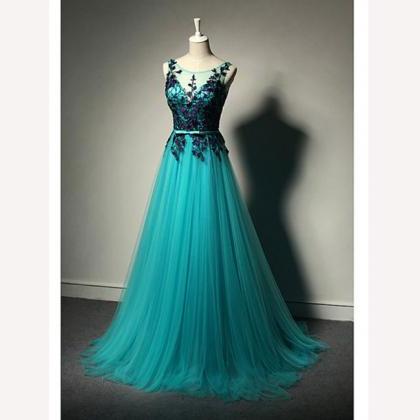 Style Prom Dresses,tulle Formal Gown With Lace..