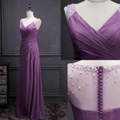 A-line Dark Purple Bridesmaid Dress With..