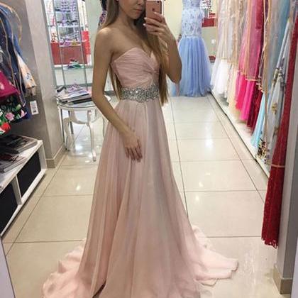 Sweetheart Prom Dress,sexy Chiffon Beaded Pink..