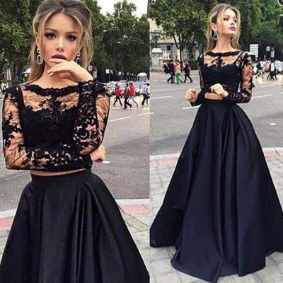 Black Lace Prom Dresses, Floor-Length Evening Dresses, Real Made Charming Evening Dresses, Prom Dresses
