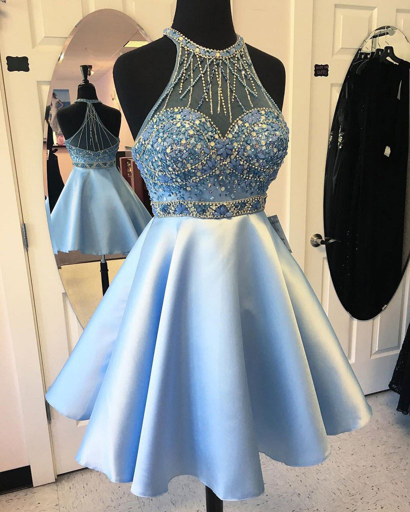light blue satin dress mini