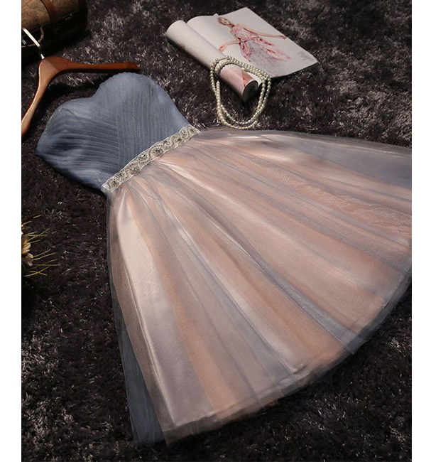 Cute Tulle Short Prom Dress For Teens,strapless Homecoming Dress,mini Dress With Band,sexy Homecoming Gown With Belt,graduation Dress,sweet 16