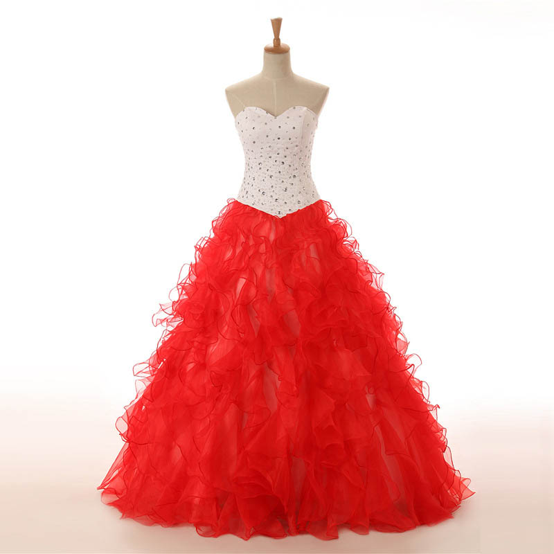 Sweetheart Quinceanera Dresses,a-line Red Organza Quinceanera Dress,big Strapless Quinceanera Dresses,party Dresses,ball Gowns Graduation