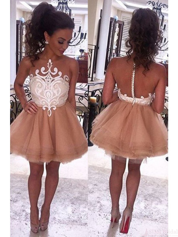 A Line Short Mini Tulle Layers Homecoming Gown, Style Homecoming Dresses,sexy Party Dresses,short Prom Dresses Cocktail Dresses Graduation
