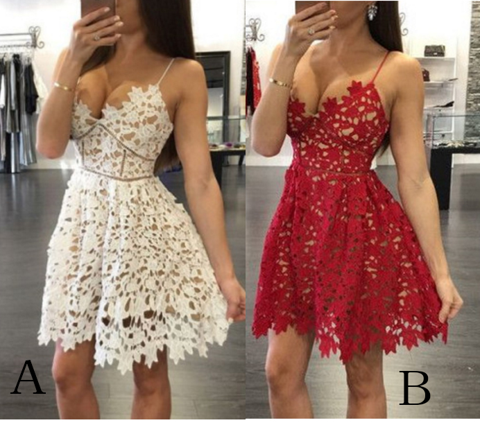 Lace Homecoming Dress,spaghetti Straps Homecoming Dress,unique V-neck Homecoming Gown,mini Graduation Dress,prom Dress For Teens,h030
