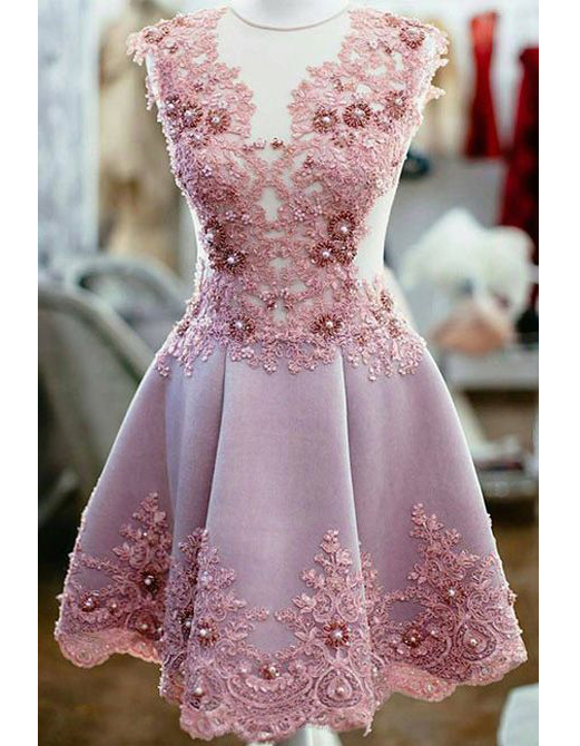 Charming Appliqued Homecoming Gown,Sleeveless Short Prom Gown,New Tulle Satin Graduation Dresses,Short Formal Dresses,Party Dress with Beads,H068
