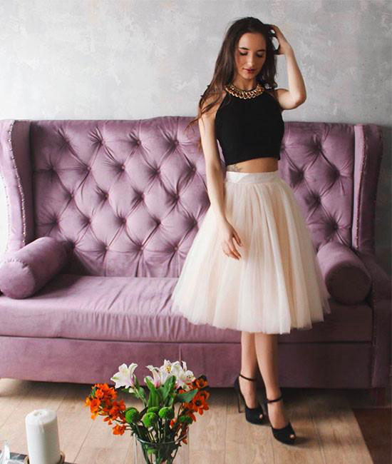 Cute A-line Homecoming Dress,two Piece Prom Dress,champagne Tulle Short Prom/homecoming Dress,sleeveless Party Dress,cocktail Dresses,h074