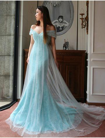 Elegant Tulle Off Shoulder Prom Dresses,mermaid Prom Gowns,lace Appliques Prom Gowns,long Formal Dress,prom Dress Long,p087