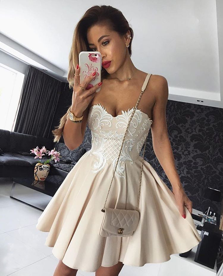 Cute A-line Sweetheart Graduation Dress,strapless Short Homecoming Dress With Embroidery,a-line Short Ruched Satin Prom Gown,sweet 16