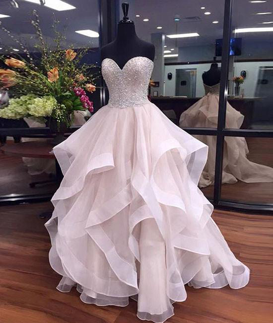 Unique Asymmetrical Sweetheart Sequin Flouncing Long Tulle Prom Dress,floor-length Sleeveless Evening Dress,p108