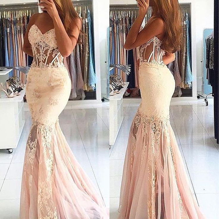 attractive Frank Worthley R Nude Sheer Sweetheart Mermaid Lace Applique Long Tulle Prom Dresses With  Boning Evening Gowns Custom on Luulla