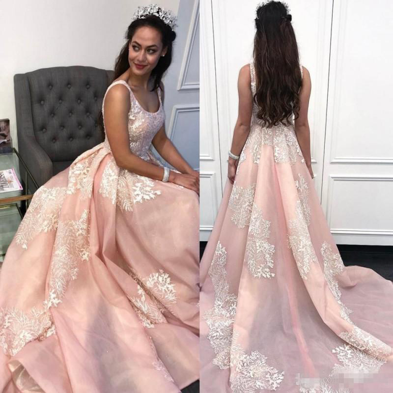 A-line Scoop Pink Long Prom Dress With Appliques,sexy Backless Formal Gown,special Occasion Gown ,p163