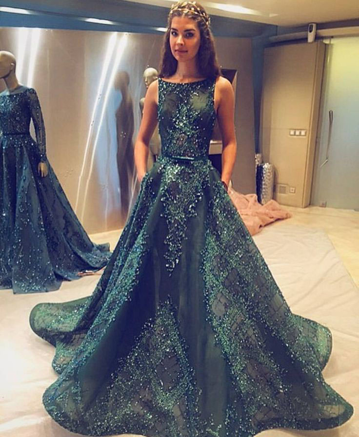 A Line Bateau Sleeveless Prom Dresses,princess Prom Dresses With Belt,long Prom Dress,green Prom Dresses,long Formal Dresses,p182