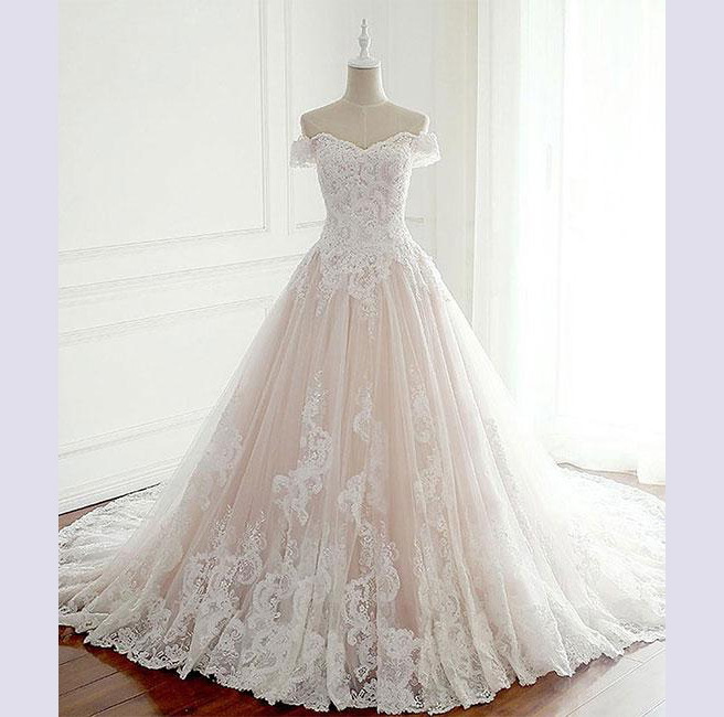 Elegant Off The Shoulder Lace Tulle Wedding Dress,lace Bridal Dresses, Bridal Gown, Wedding Gown,w069