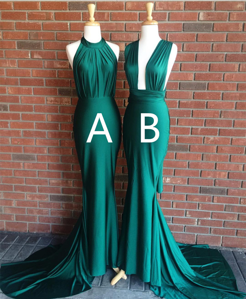 Dark Green Halter Sleeveless Prom Dresses,sexy Mermaid Evening Dress,sleeveless Evening Gown,long Prom Dresses,p220