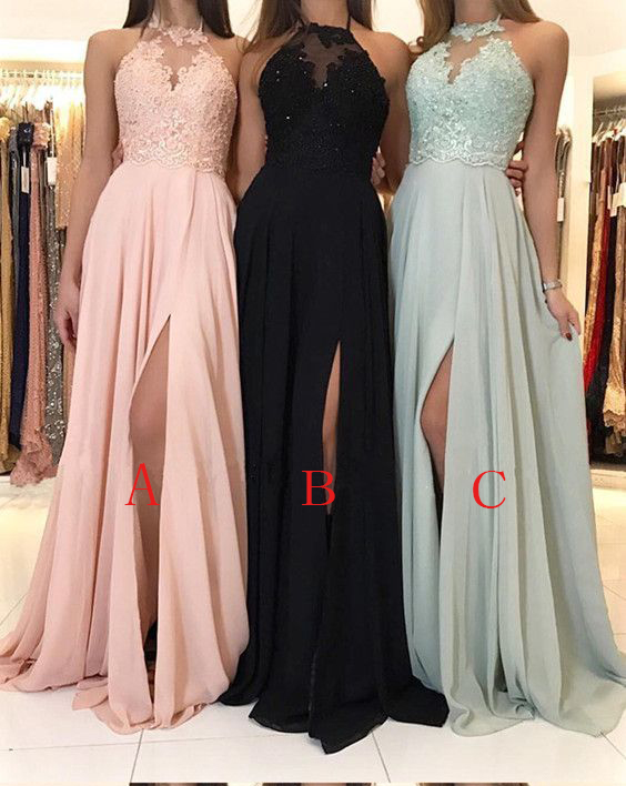 Sequins Lace Long Sleeves Prom Dress SPlit Evening Gowns main image 1
