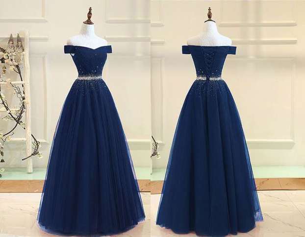 sparkly navy blue prom dress