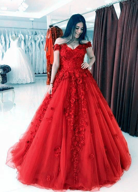 Red Lace Ball Gown Online Deals, UP TO ...