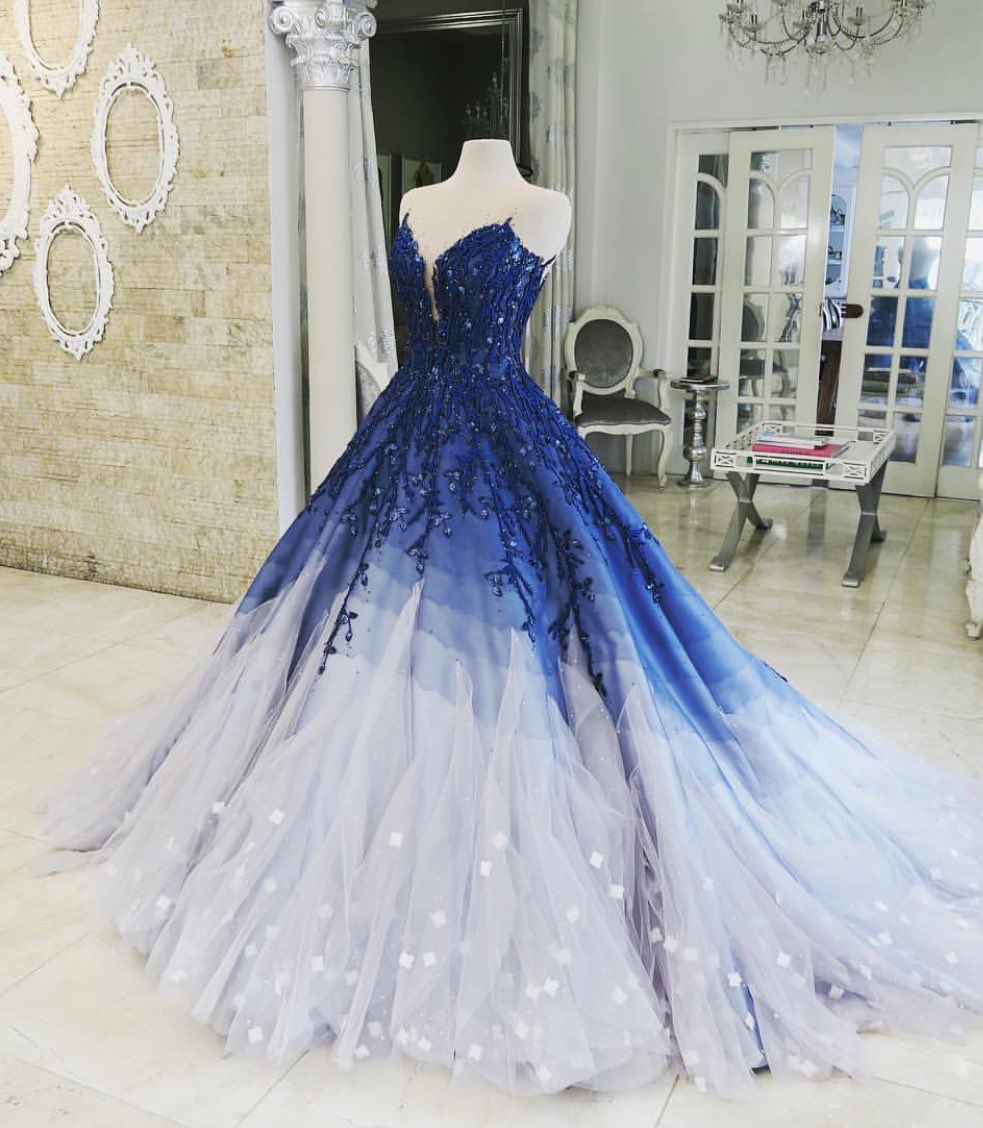 Royal blue puffy prom sales dresses