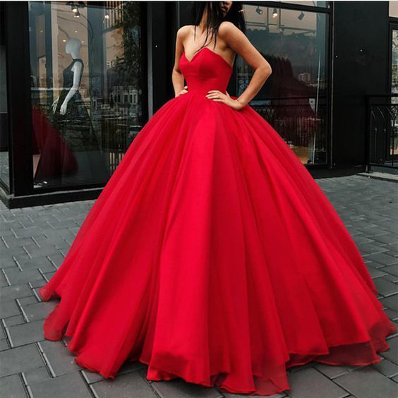 red puffy dress long