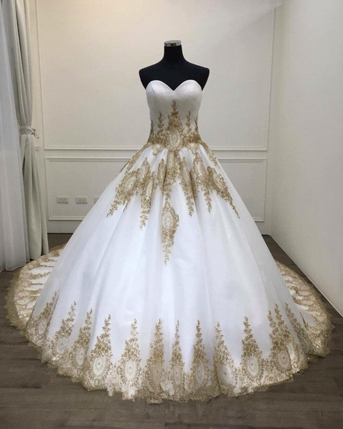 white gold quinceanera dresses