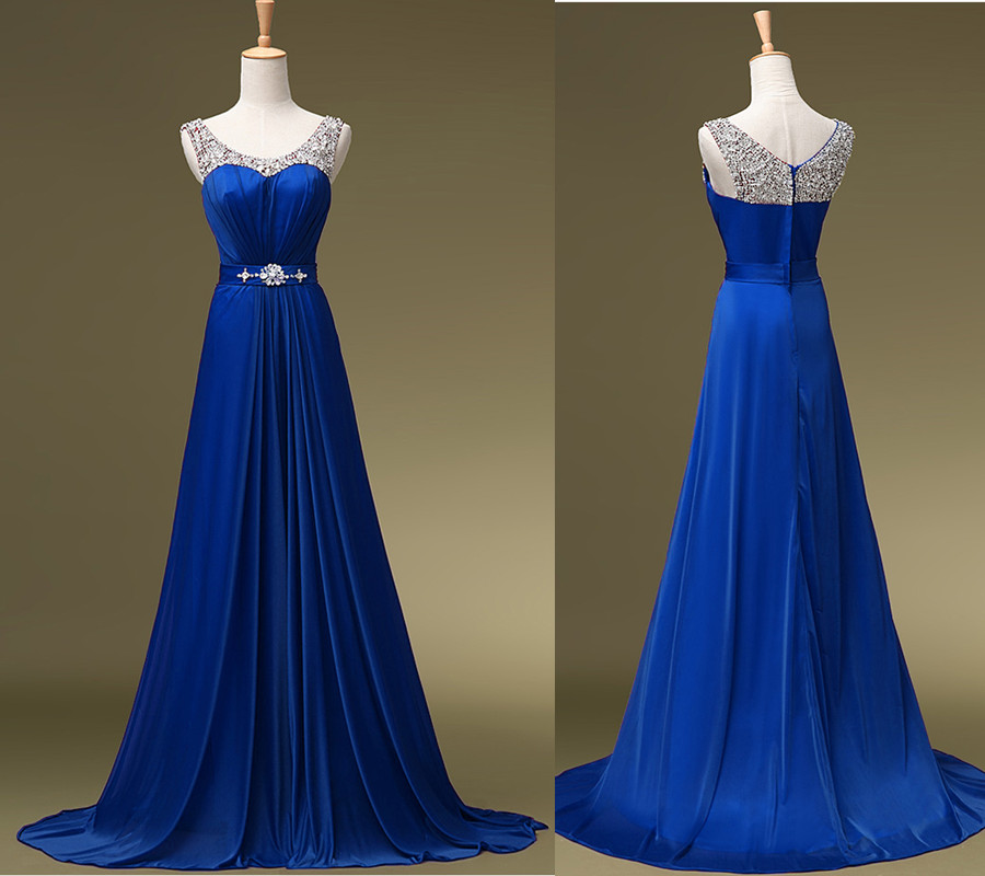 Royal Blue Chiffon Prom Dresses, Floor-length Evening Dresses,prom Dresses,xc27