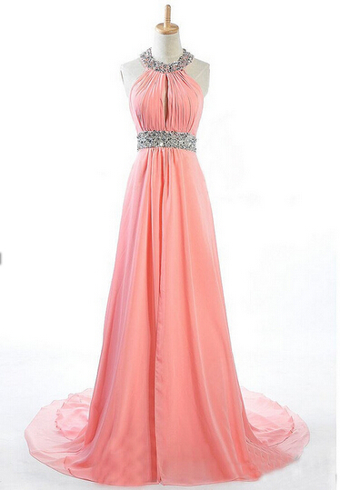 Halter Custom Made Beading Prom Dresses, Floor-length Evening Dress,prom Dresses,st285