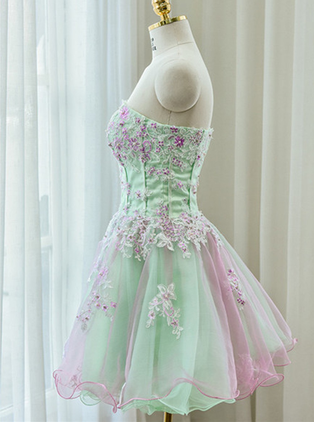 Strapless Short/mini Mint Organza Homecoming Dress,prom Dress ...
