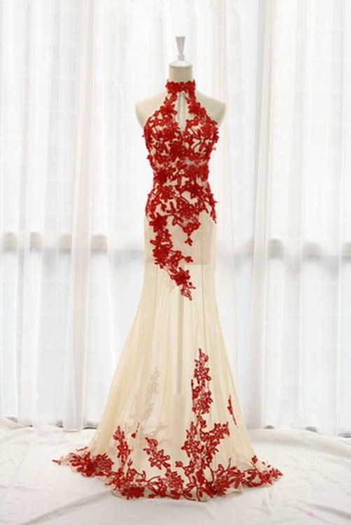 Prom Dress,tulle Formal Gown,red Prom Dresses,lace Evening Gowns,lace Formal Gown For Teens