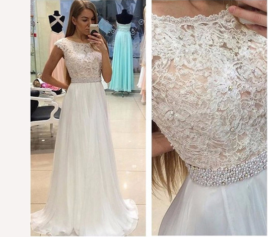 Lace Prom Dresses With Beading,cap Sleeve Party Prom Dress,custom Prom Dresses Long,2017 Formal Dress, Formal Prom Dresses,p028
