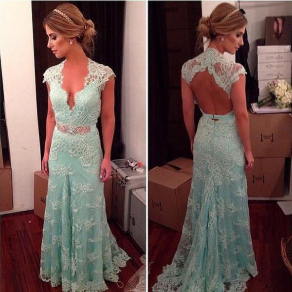 Sexy Backless Prom Dress,prom Gown With Lace Appliques,fashion Prom Dress,sexy Party Dress,custom Made Evening Dress,sexy Long Formal Dress,p036