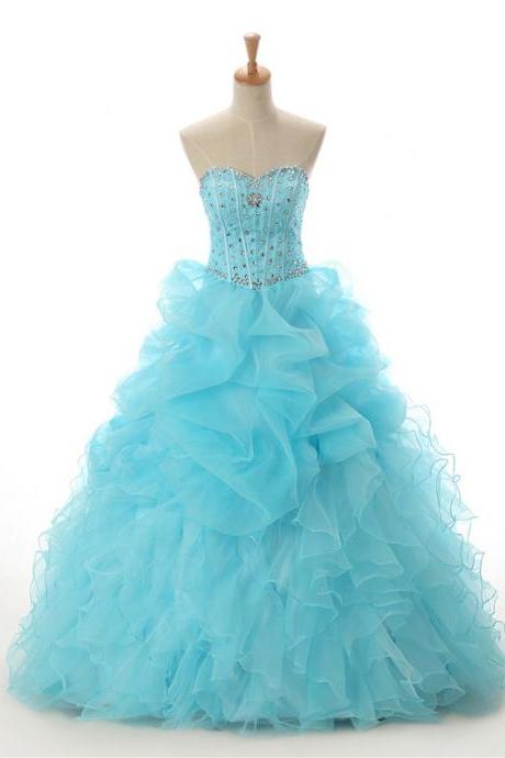 Light Blue Ball Gown Quinceanera Dress,sequin Princess Long Quinceanera Dress,strapless Quinceanera Dress 2017,floor-length Party Dresses,ball
