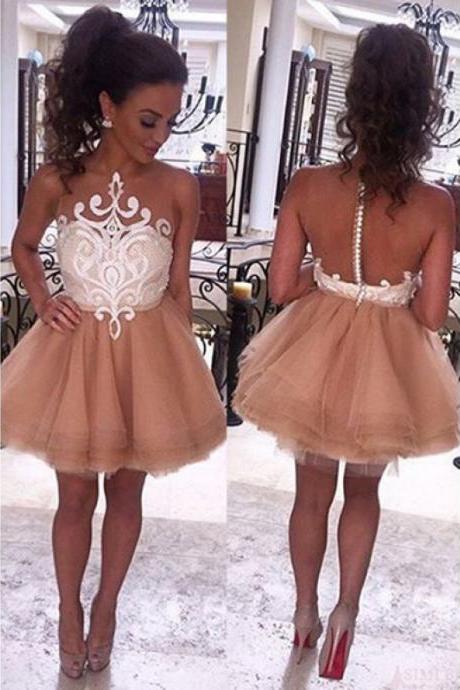 A Line Short Mini Tulle Layers Homecoming Gown, Style Homecoming Dresses,sexy Party Dresses,short Prom Dresses Cocktail Dresses Graduation