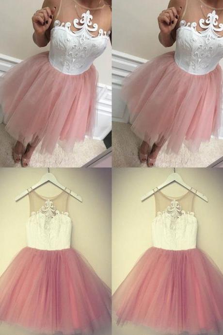 Blush Pink Tulle Homecoming Dresses, Sleeveless Short Homecoming Dresses,cute Homecoming Dress For Teens,sweet 16 Dress,junior Dresses,h058