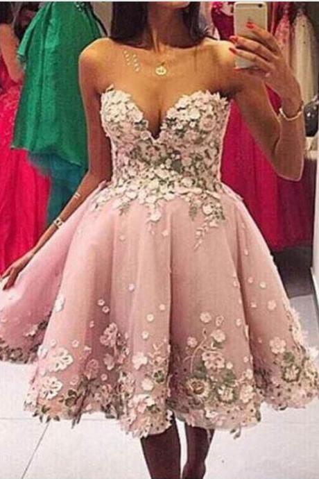 Light Plum Sweetheart Strapless Tulle Homecoming Dresses,a Line Appliques Short Prom Dress,backless Party Gown,h141