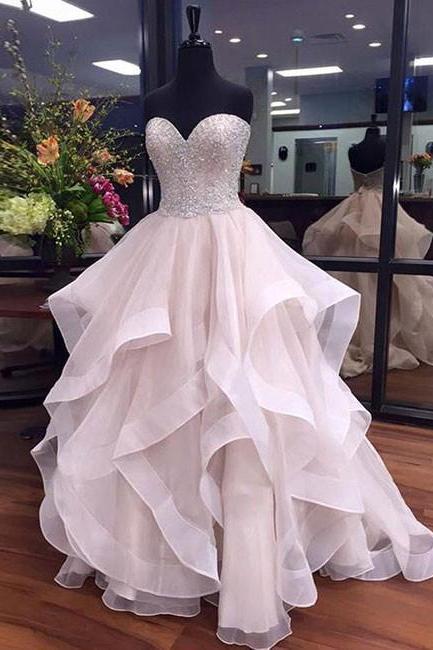 Unique Asymmetrical Sweetheart Sequin Flouncing Long Tulle Prom Dress,floor-length Sleeveless Evening Dress,p108