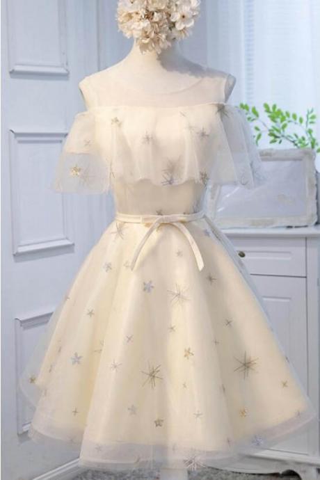 Cute Flouncing Short Tulle Homecoming Dresses, A Line Tulle Ruched Homecoming Dress With Belt H296