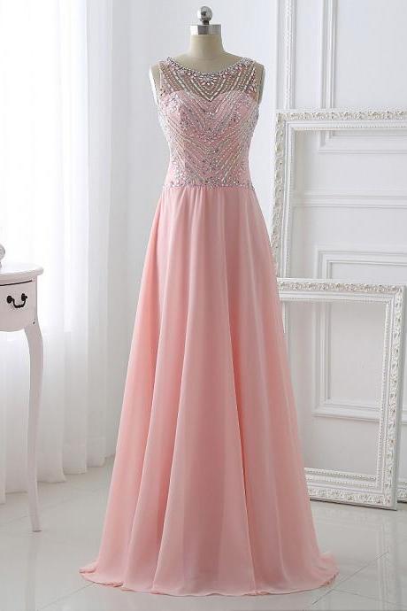 A-line Beading Long Charming Prom Dresses, Floor-length Evening Dresses,prom Dresses,sc52