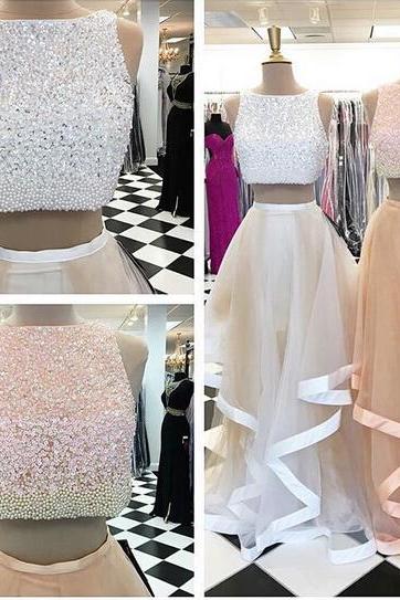 Two Pieces Charming Prom Dresses, Floor-length Evening Dresses,prom Dresses,sc54