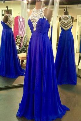 Royal Blue Beading Custom Made Prom Dresses, Floor-length Evening Dresses,prom Dresses,xs27