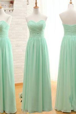 Chiffon Ruched Sweetheart Floor Length A-Line Formal Dress, Bridesmaid Dress