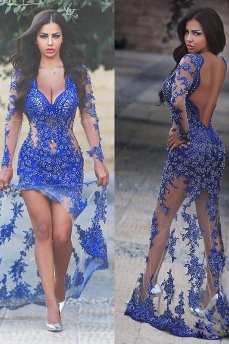 Royal Blue Prom Dresses,mermaid Prom Dress,appliques Prom Dress,sexy Evening Dresses,long Formal Gowns,beading Prom Dresses