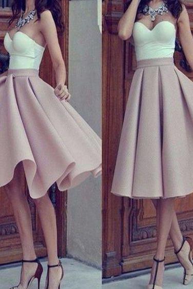Simple Prom Dresses,Tea Length Prom Dress,Pink Prom Dress,Formal Evening Gowns,Girls Party Dress