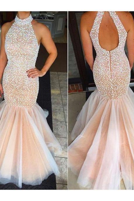Mermaid Long Prom Dress with Pearls,Modern Prom Dress,New Style Prom Dresses