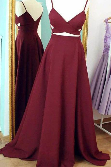 Gorgeous Burgundy Prom Dresses,long Sexy Evening Gowns,formal Dress For Teens
