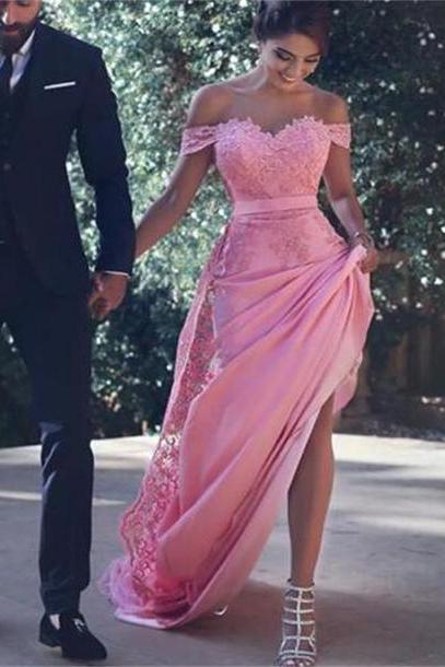 Off The Shoulder Prom Dress,a Line Lace Prom Dresses,long 2017 Prom Dress,lace Evening Dress