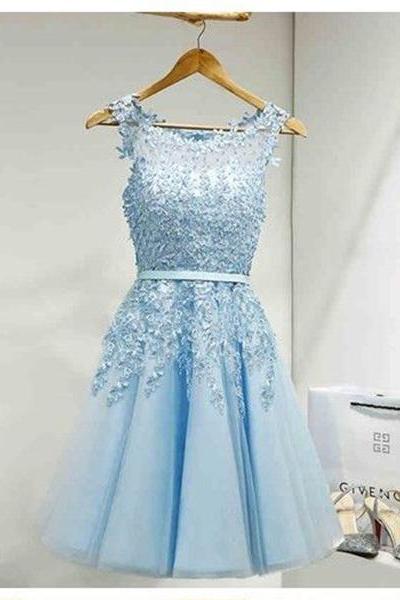 Short Prom Dress,tulle Prom Dress With Lace Appliques,appliques Homecoming Dresses,short Homecoming Dress,prom Party Dress,prom Gown