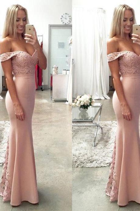 Bridesmaid Prom Dress With Lace Top,off Shoulder Prom Gown,floor-length Evening Dress,sexy Prom Gowns,mermaid Prom Dresses,p002