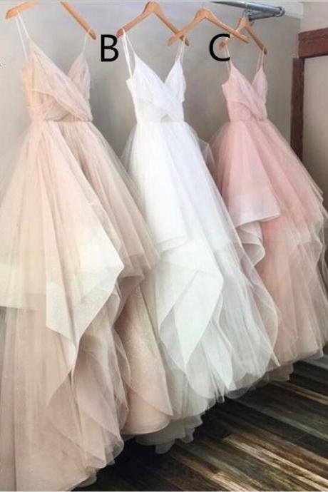 Spaghetti Straps Sweetheart Prom Dress,asymmetry Tulle Prom Dresses,unique Wedding Dress,evening Dress,plus Size Prom Gowns,party Dresses,p017