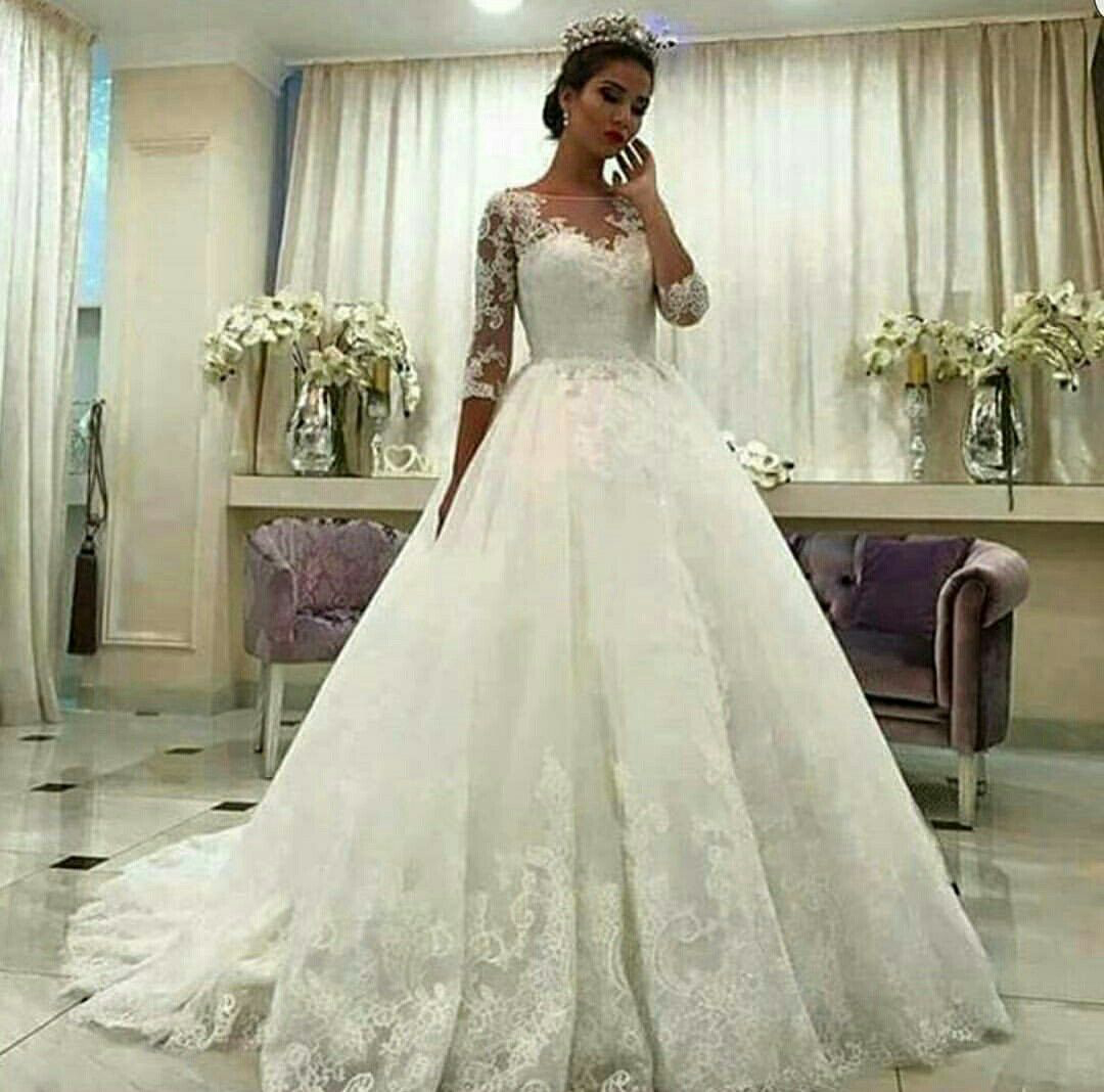 Charming A Line Half Sleeve Lace Wedding Dresses, Long Vintage Bridal ...